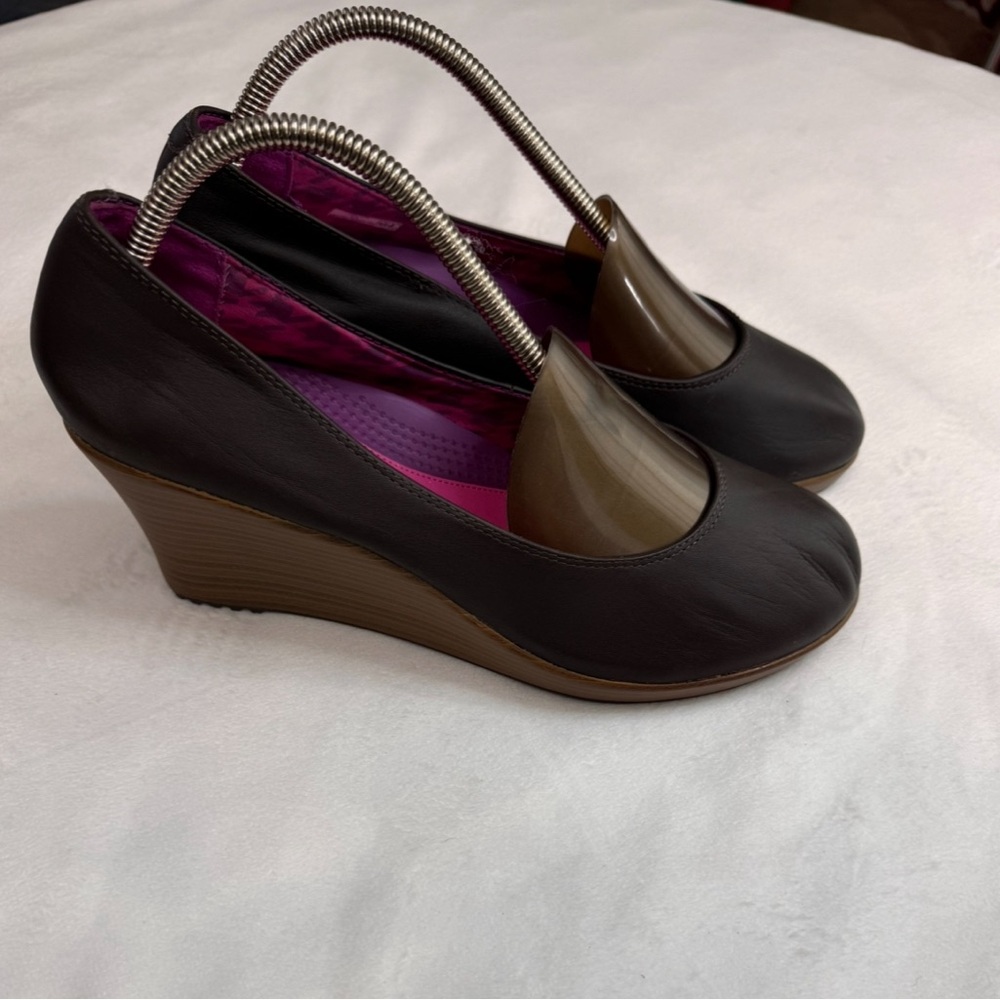 Crocs A Leigh Wedge Shoe Brown 10
